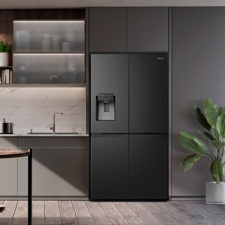 Hisense PureFlat 584 Litre Four Door American Fridge Freezer - Black