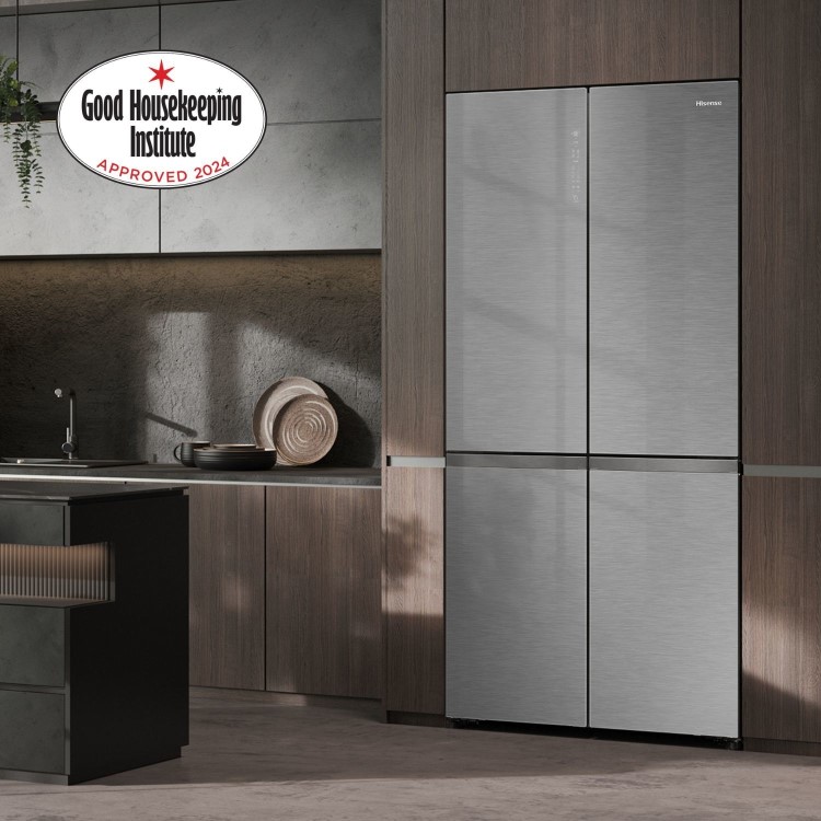 Hisense KitchenFit 591 Litre Four Door American Fridge Freezer - Silver
