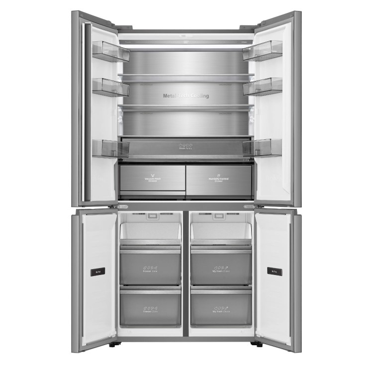 Hisense KitchenFit 591 Litre Four Door American Fridge Freezer - Silver