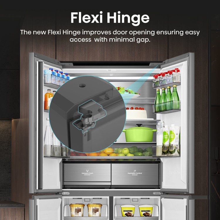 Hisense KitchenFit 591 Litre Four Door American Fridge Freezer - Silver