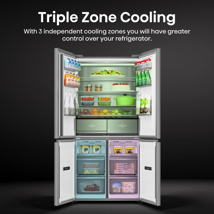 Hisense KitchenFit 591 Litre Four Door American Fridge Freezer - Silver