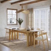 Large Solid Oak Rectangular Dining Table - Seats 6 - 8 - Roe