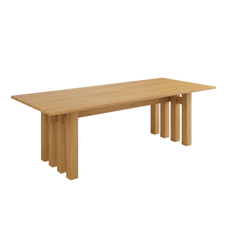 Large Solid Oak Rectangular Dining Table - Seats 6 - 8 - Roe