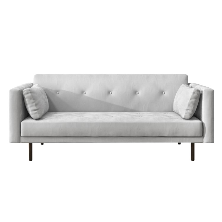 Grey 3 Seater Velvet Sofa Bed with Cushions - Rory