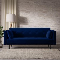 Navy Velvet Click Clack Sofa Bed - Seats 3 - Rory Navy Velvet Click Clack Sofa Bed - Seats 3 - Rory
