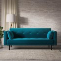 RRY003 Teal Velvet Click Clack Sofa Bed - Seats 3 - Rory