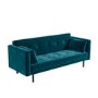Teal Blue Velvet Sofa Bed with Cushions - Seats 3 - Rory