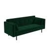 Velvet Sofa Bed in Dark Green with Buttons - Seats 3 - Rory