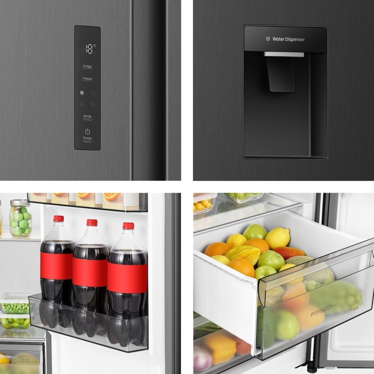 Hisense PureFlat 541 Litre Side-by-Side American Fridge Freezer - Black