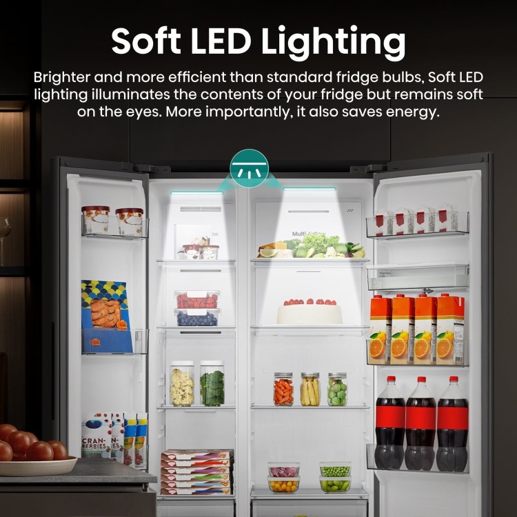 Hisense PureFlat 541 Litre Side-by-Side American Fridge Freezer - Black