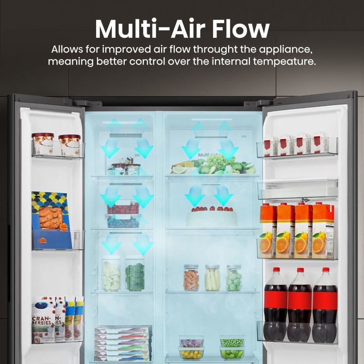 Hisense PureFlat 541 Litre Side-by-Side American Fridge Freezer - Black