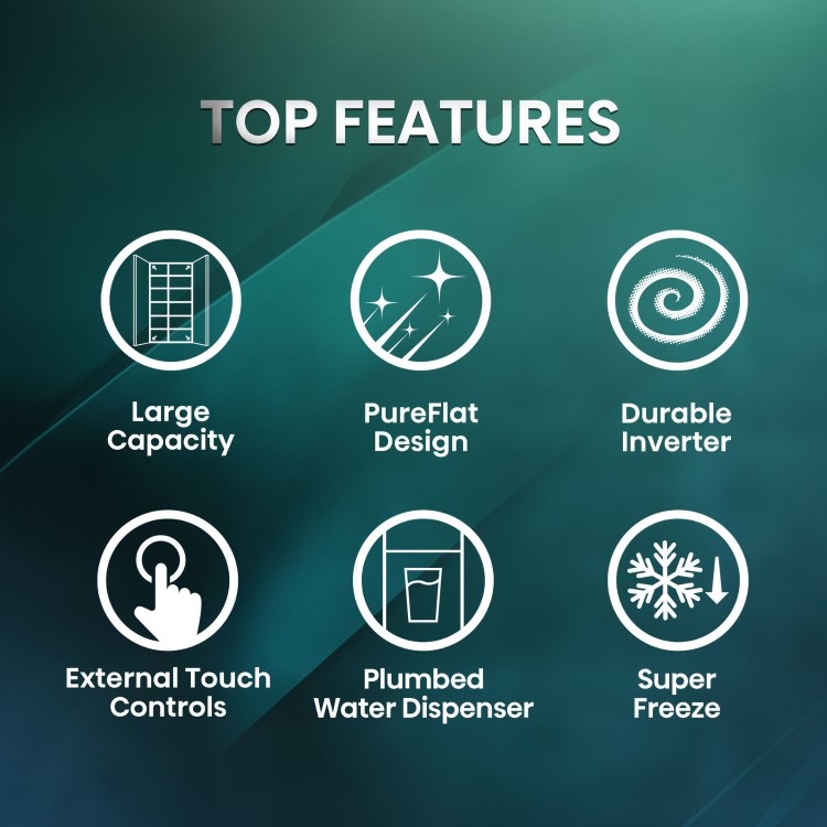 Hisense PureFlat 541 Litre Side-by-Side American Fridge Freezer - Silver