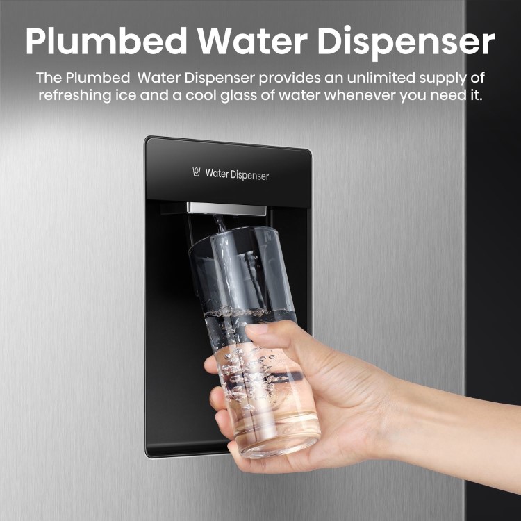 Hisense PureFlat 541 Litre Side-by-Side American Fridge Freezer - Silver