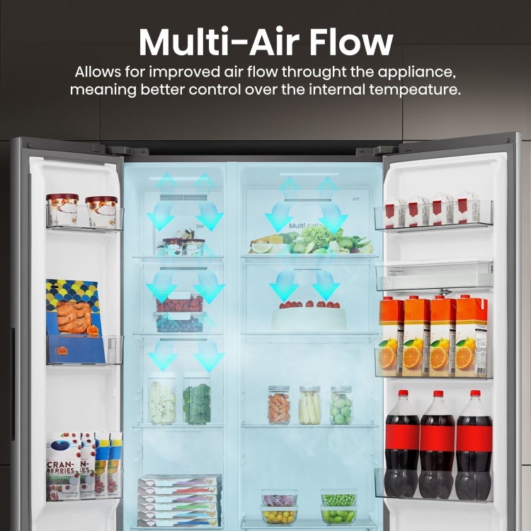 Hisense PureFlat 541 Litre Side-by-Side American Fridge Freezer - Silver