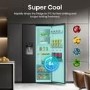 Refurbished Hisense PureFlat 528 Litre Side-By-Side American Fridge Freezer - Black