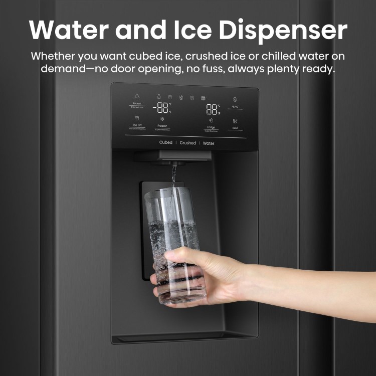 Refurbished Hisense PureFlat 528 Litre Side-By-Side American Fridge Freezer - Black
