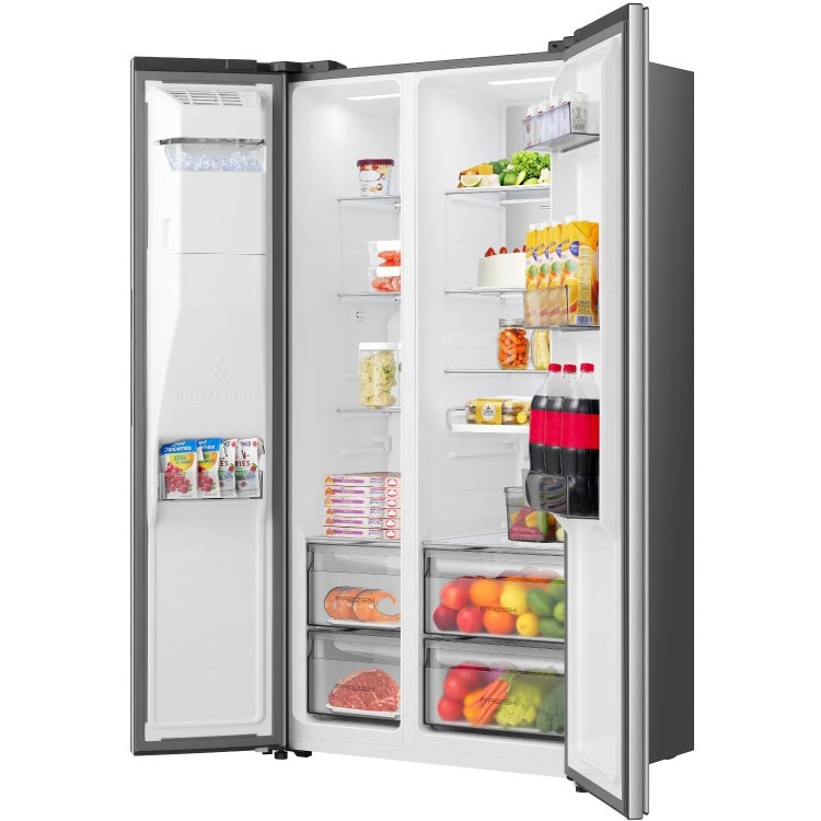Hisense PureFlat 528 Litre Side-By-Side American Fridge Freezer - Silver