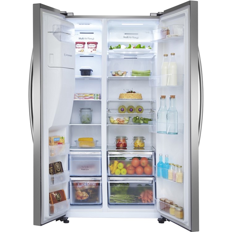 Hisense 535 Litre American Fridge Freezer - Stainless steel