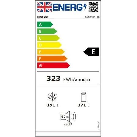 Refurbished Hisense RS694N4TBE 562 Litre Frost Free American Fridge Freezer Black