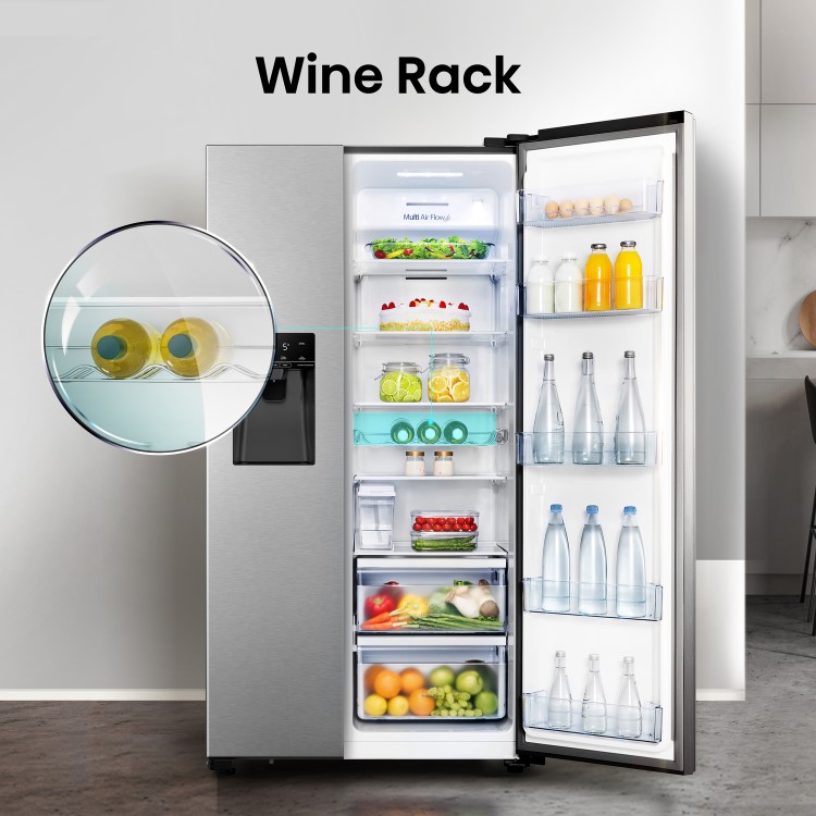 Hisense 562 Litre Freestanding American Fridge Freezer -  Stainless Steel
