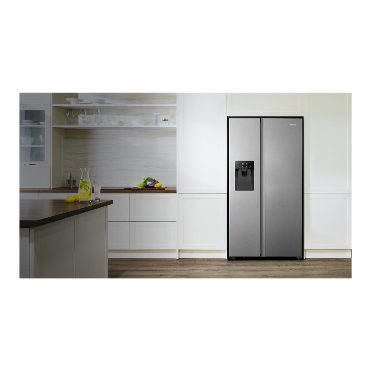 Refurbished Hisense RS694N4TIE Freestanding 562 Litre Frost Free American Fridge Freezer Stainless Steel