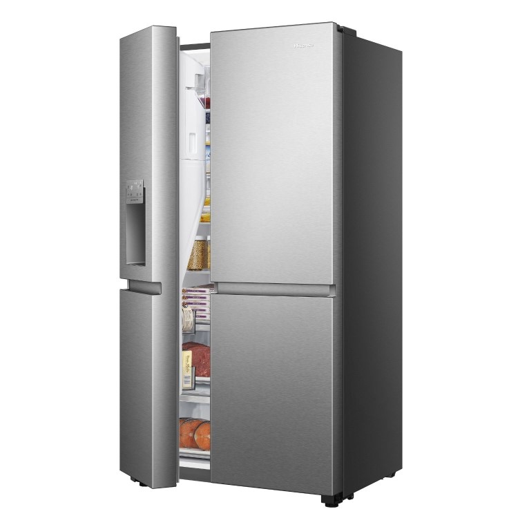 Refurbished Hisense Pureflat Infinite 632 Litre Side-by-Side American Fridge Freezer - Stainless Steel