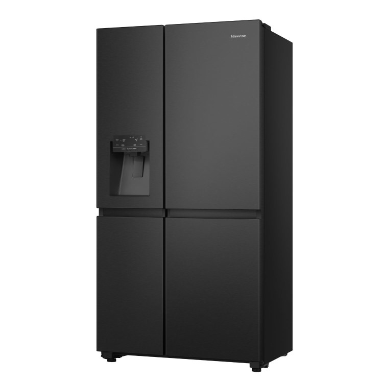 Refurbished Hisense RS818N4TFC PureFlat Infinite Total No Frost Black American Style Fridge Freezer