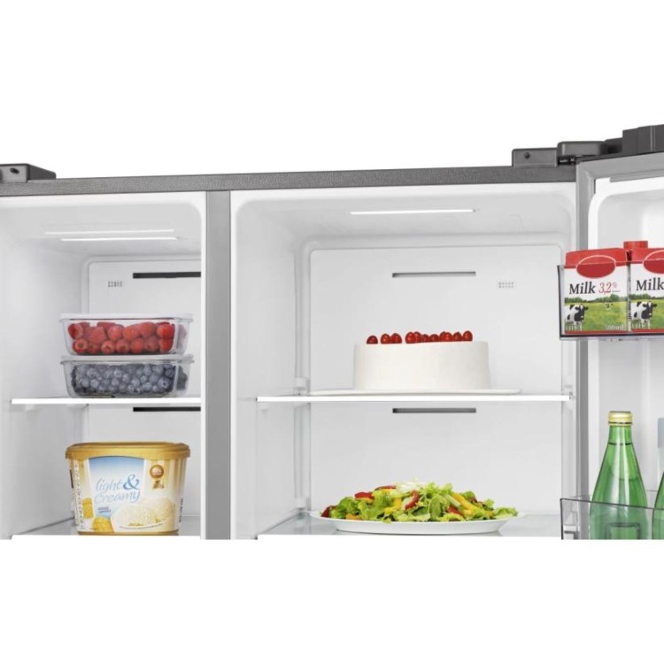 Hisense 649 Litre Side-By-Side American Fridge Freezer - Stainless Steel