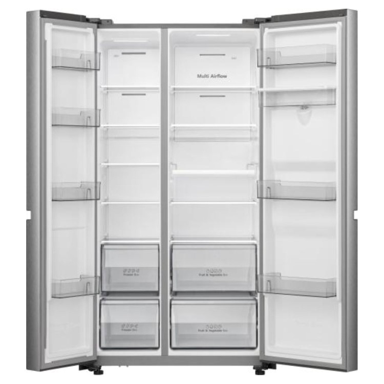 Hisense 649 Litre Side-By-Side American Fridge Freezer - Stainless Steel