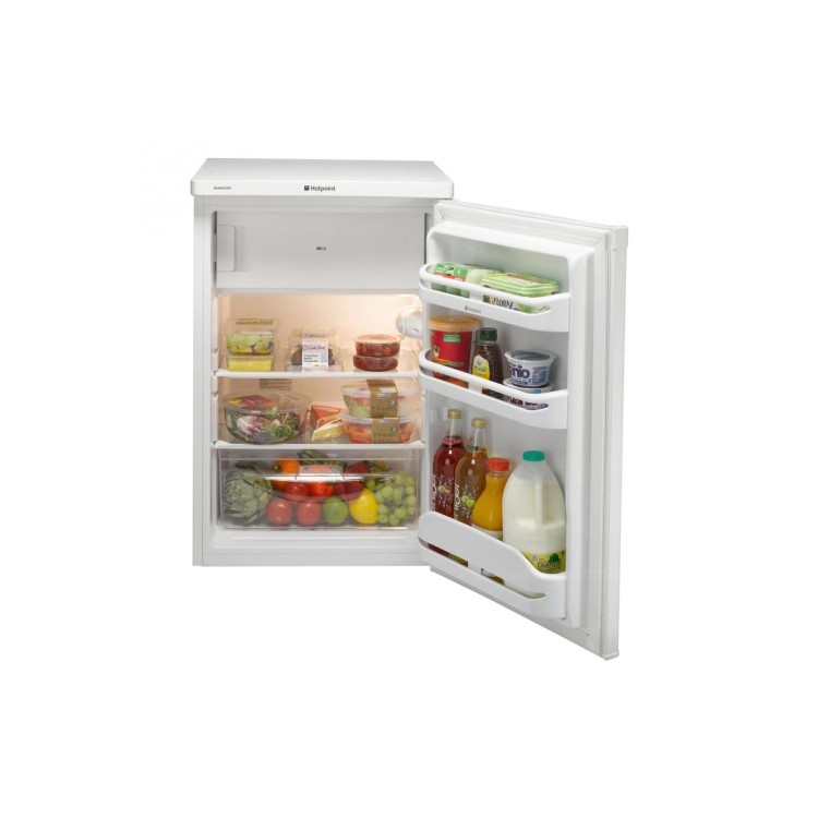 Hotpoint RSAAV22P1 55cm Wide Freestanding Under Counter Fridge With Frost Free Freezer Compartment - White