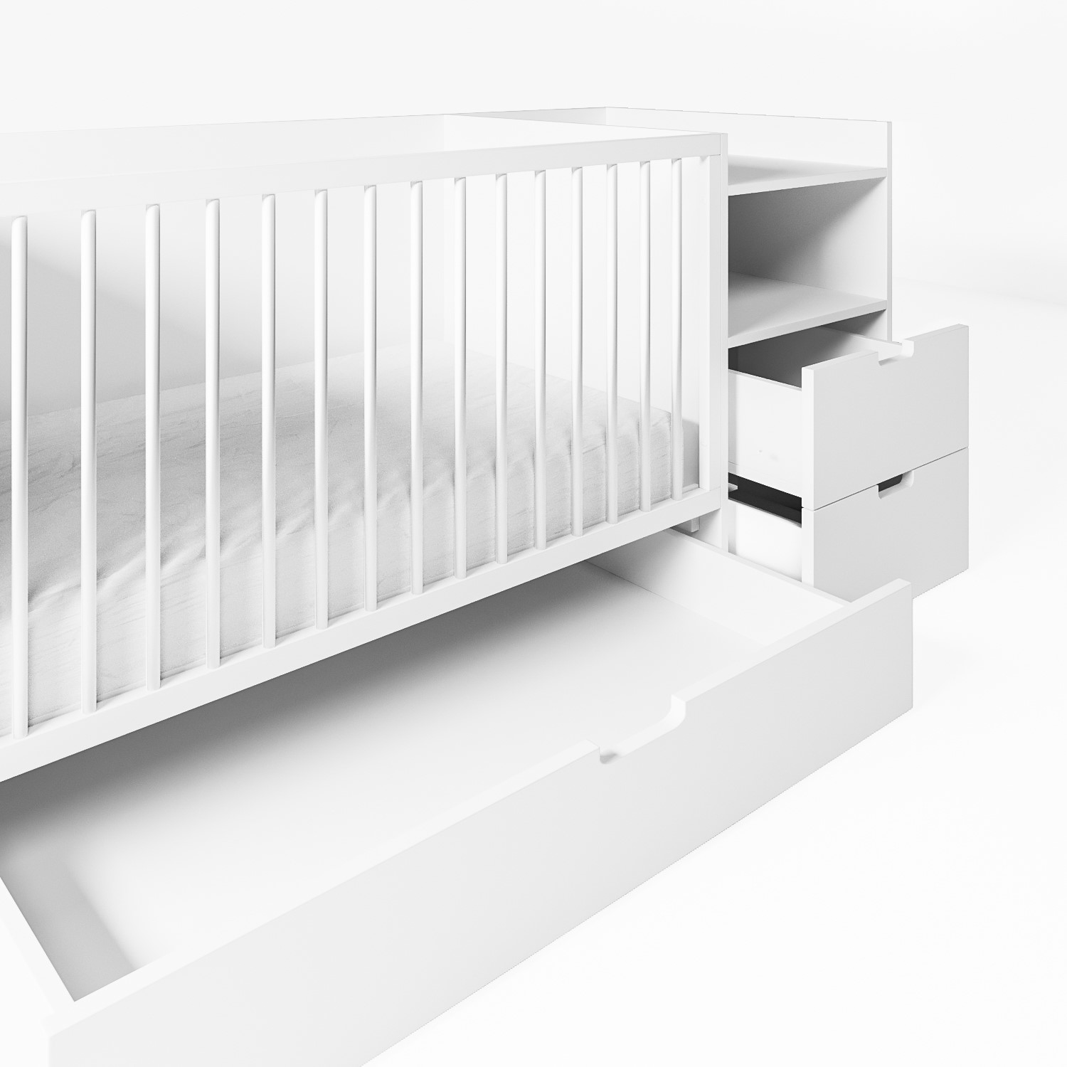 White Convertible Cot Bed with Drawer and Changer Roscoe BuyItDirect.ie