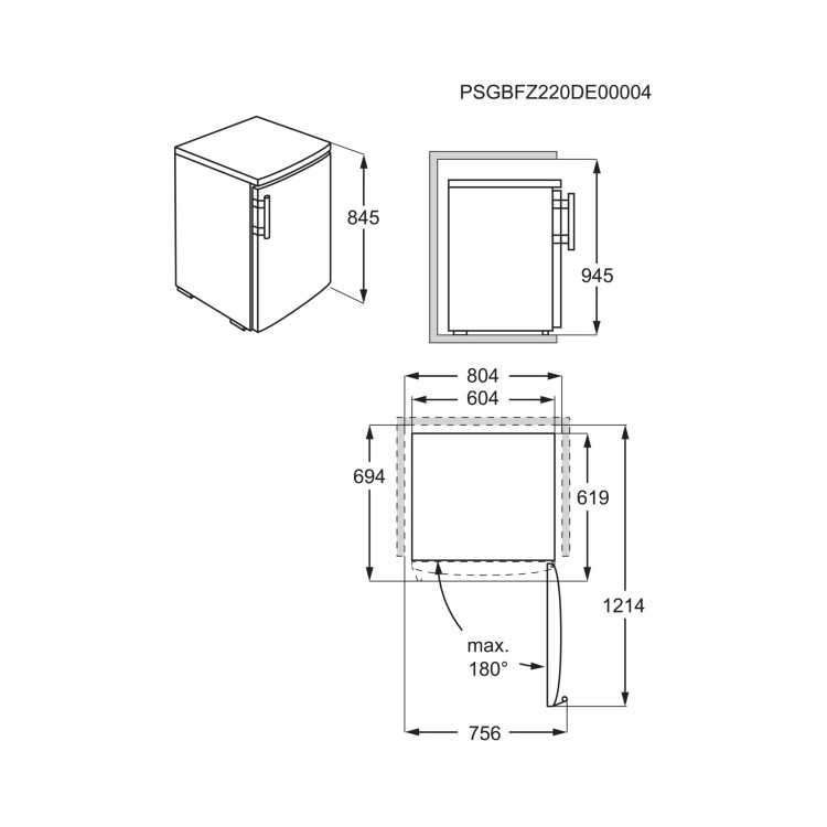 AEG 145L Freestanding Under Counter Larder Fridge - Silver