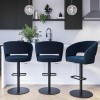 Navy Blue Velvet Adjustable Swivel Bar Stool with Back - Runa