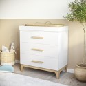 RUE002A White and Wood Baby Changing Table with Drawers - Rue