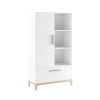 Nursery Wardrobe with Shelves in White and Wood - Rue