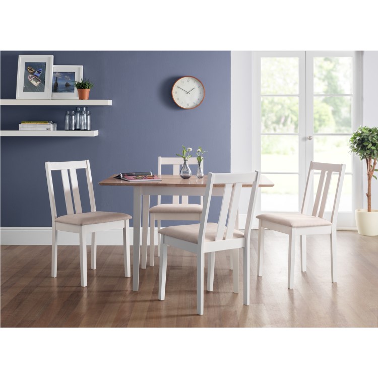 Julian Bowen Rufford Extendable Farmhouse Dining Table - Ivory with Wood Top