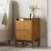 Wooden Mid-Century 2-Drawer Bedside Table - Rumi Wooden Mid-Century 2-Drawer Bedside Table - Rumi