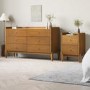 Wooden Mid-Century 2-Drawer Bedside Table - Rumi