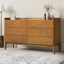 RUM002 Wide Wooden Mid-Century Chest of 6 Drawers - Rumi