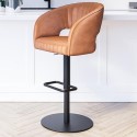 A1/RUN001 ONLY OPENED - Runa Adjustable Bar Stool in Caramel PU with Black Metal Base