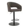 Dove Grey Faux Leather Adjustable Swivel Bar Stool with Back - Runa