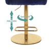 Navy Blue Velvet Adjustable Swivel Bar Stool with Curved Back - Runa