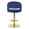 Navy Blue Velvet Adjustable Swivel Bar Stool with Curved Back - Runa