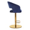 Navy Blue Velvet Adjustable Swivel Bar Stool with Curved Back - Runa
