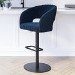 Navy Blue Velvet Adjustable Swivel Bar Stool with Back - Runa