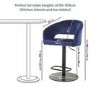 Blue Velvet Adjustable Swivel Bar Stool with Back - Runa