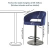 Navy Blue Velvet Adjustable Swivel Bar Stool with Back - Runa