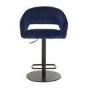 Blue Velvet Adjustable Swivel Bar Stool with Back - Runa