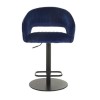 Navy Blue Velvet Adjustable Swivel Bar Stool with Back - Runa
