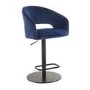 Blue Velvet Adjustable Swivel Bar Stool with Back - Runa
